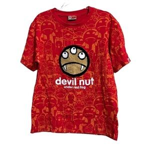 Devil Nut Under Red Flag T-Shirt Adult Size XL Red Crew Neck Short Sleeve